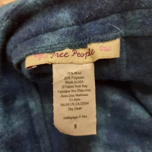 VTG Free People Houndstooth Wool Blend A-Line Midi Skirt Blue Sz 5 Made in USA - Picture 5 of 10